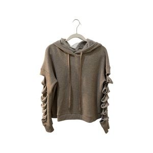 Like New Alo Yoga Sweatshirt Hoodie Distressed Long Sleeve Heathered Brown Small